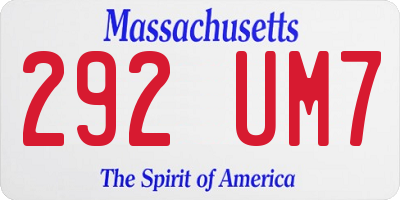 MA license plate 292UM7