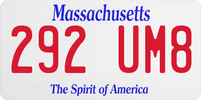 MA license plate 292UM8