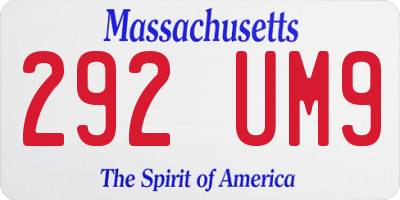 MA license plate 292UM9