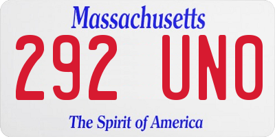 MA license plate 292UN0