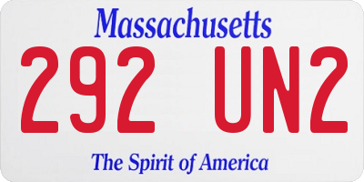 MA license plate 292UN2