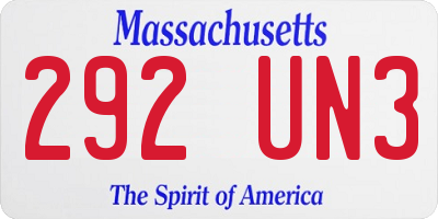 MA license plate 292UN3