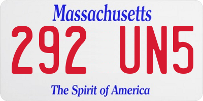 MA license plate 292UN5