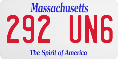 MA license plate 292UN6