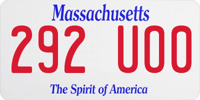 MA license plate 292UO0