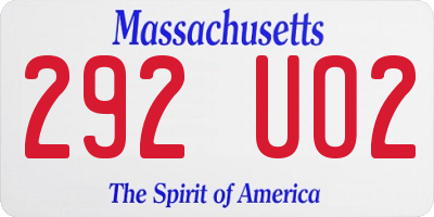 MA license plate 292UO2