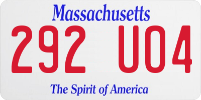 MA license plate 292UO4