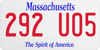 MA license plate 292UO5