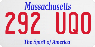 MA license plate 292UQ0