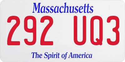 MA license plate 292UQ3