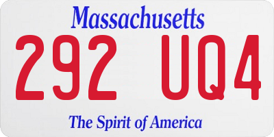MA license plate 292UQ4