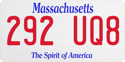 MA license plate 292UQ8