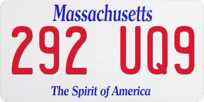 MA license plate 292UQ9