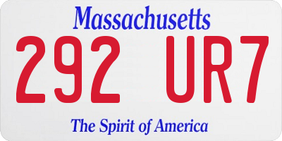 MA license plate 292UR7
