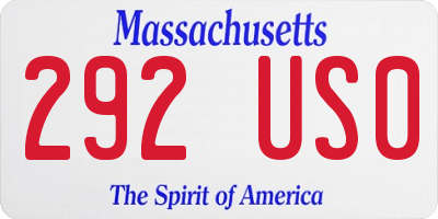 MA license plate 292US0