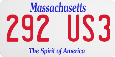 MA license plate 292US3