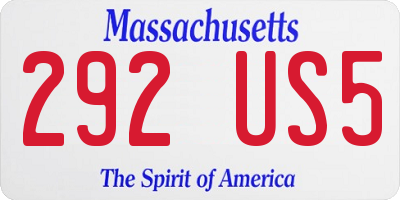 MA license plate 292US5