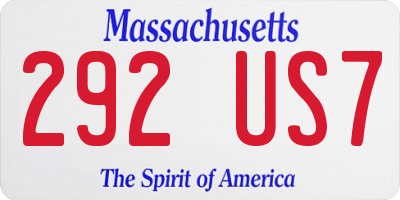 MA license plate 292US7