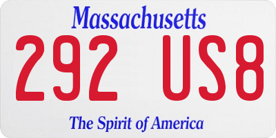 MA license plate 292US8