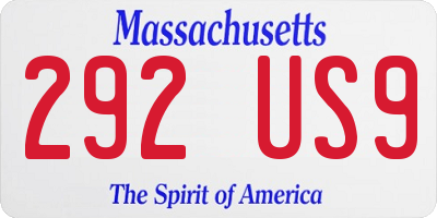 MA license plate 292US9