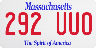 MA license plate 292UU0