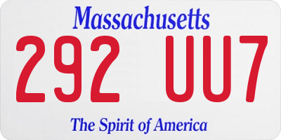 MA license plate 292UU7