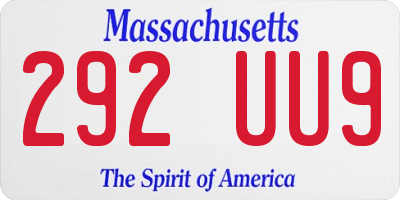 MA license plate 292UU9