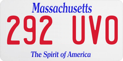 MA license plate 292UV0