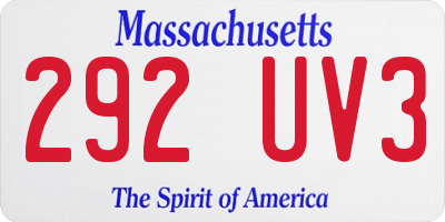 MA license plate 292UV3