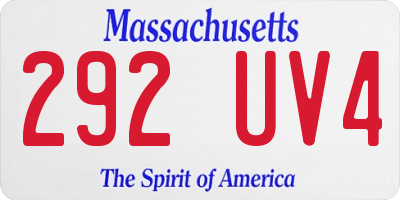MA license plate 292UV4