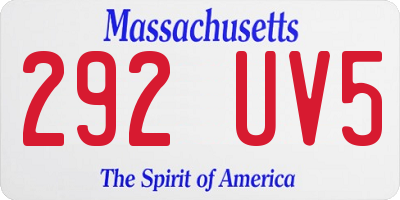 MA license plate 292UV5
