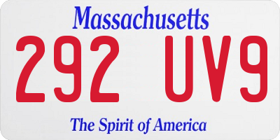MA license plate 292UV9