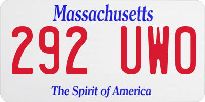 MA license plate 292UW0