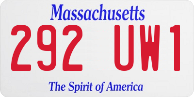 MA license plate 292UW1