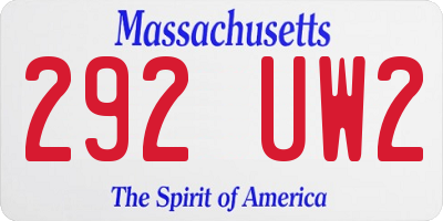 MA license plate 292UW2