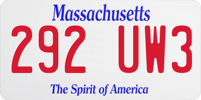 MA license plate 292UW3