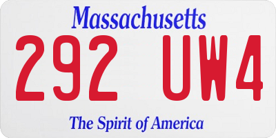 MA license plate 292UW4