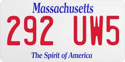 MA license plate 292UW5