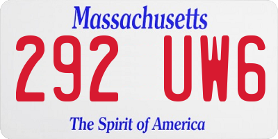 MA license plate 292UW6