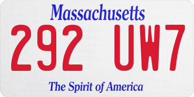 MA license plate 292UW7