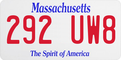MA license plate 292UW8