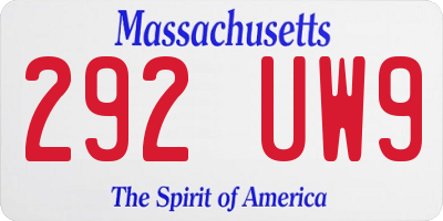 MA license plate 292UW9