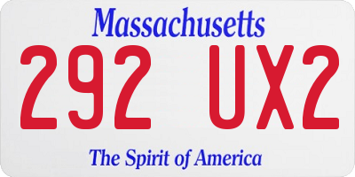 MA license plate 292UX2