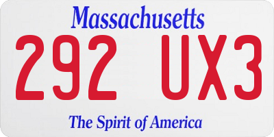 MA license plate 292UX3
