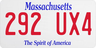 MA license plate 292UX4