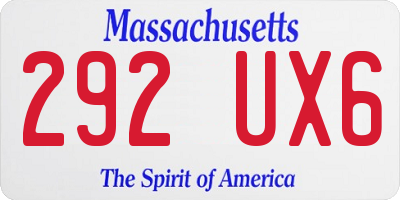 MA license plate 292UX6