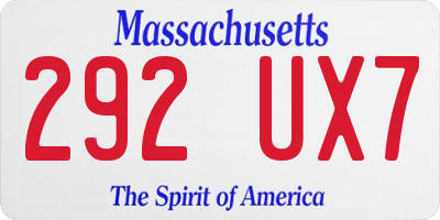 MA license plate 292UX7