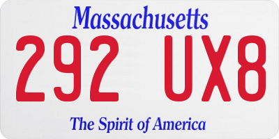 MA license plate 292UX8