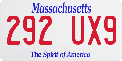MA license plate 292UX9
