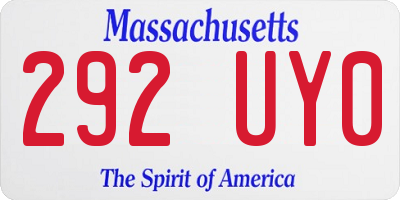 MA license plate 292UY0